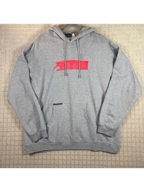Y2K Globe Logo Pullover Hoodie Large Gray